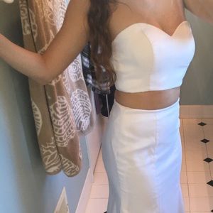 White two piece prom dress